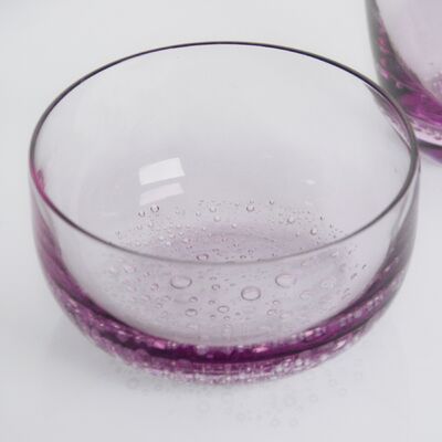 Crystal Wine Glass handblown with subtle trapped bubbles and a soft lavender to clear gradient combining beauty and durability