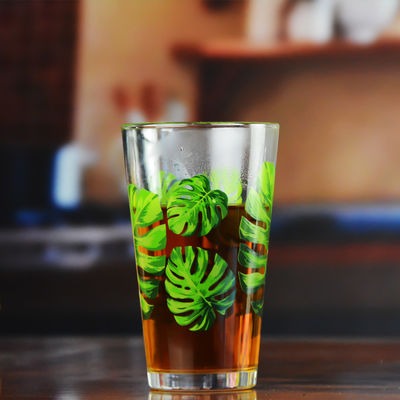 Monstera Leaf 16 Oz Beer Glasses With Color Decal