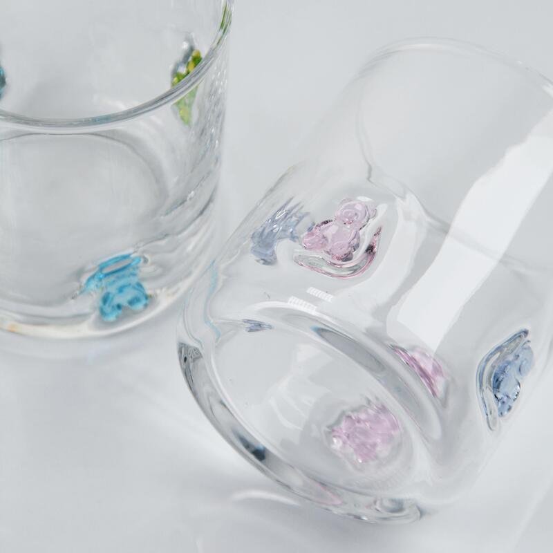 품질 핸드 블로운 구미 베어 아이콘 유리잔, 귀여운 컬러풀 베어가 있는 400ml 투명 텀블러, 어린이 및 성인을 위한 재미있는 위스키 주스 잔, 귀여운 바웨어 선물 공장