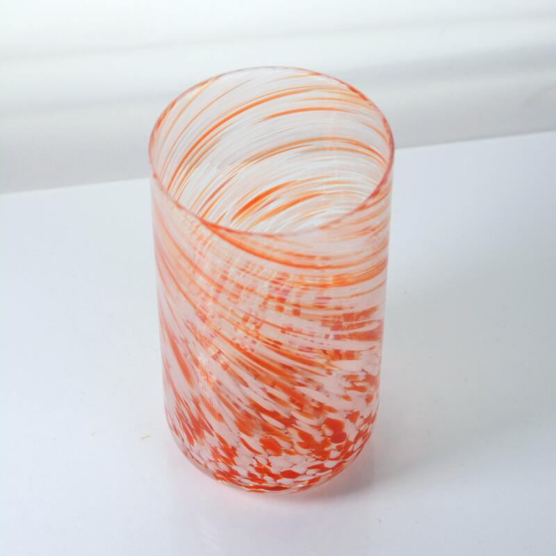 품질 Hand-blown Orange Swirl Confetti Glass Cup - Artisan Crafted Drinking Glass for Whiskey and Cocktails 공장