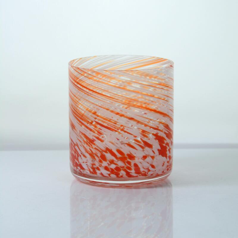 품질 Hand-blown Orange Swirl Confetti Glass Cup - Artisan Crafted Drinking Glass for Whiskey and Cocktails 공장