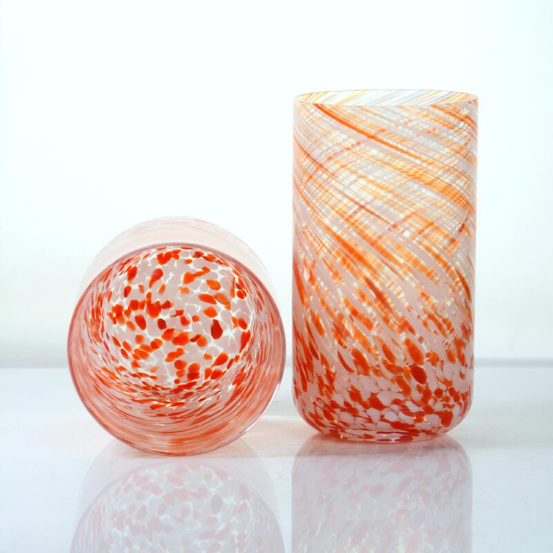 품질 Hand-blown Orange Swirl Confetti Glass Cup - Artisan Crafted Drinking Glass for Whiskey and Cocktails 공장