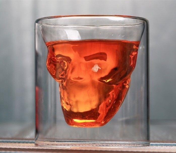 Skull Shaped Double Wall 2.5oz Old Fashioned Whiskey Tumbler