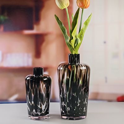 품질 Handmade Amber Glass Vase Modern Unique Vase for Table Centerpiece Decorative Flower Vases for Home Office Wedding(S size) 공장