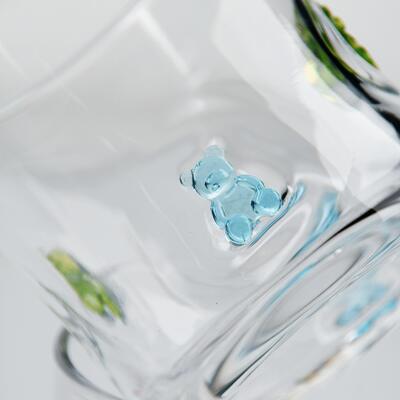 품질 핸드 블로운 구미 베어 아이콘 유리잔, 귀여운 컬러풀 베어가 있는 400ml 투명 텀블러, 어린이 및 성인을 위한 재미있는 위스키 주스 잔, 귀여운 바웨어 선물 공장