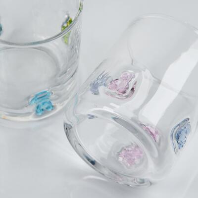 품질 핸드 블로운 구미 베어 아이콘 유리잔, 귀여운 컬러풀 베어가 있는 400ml 투명 텀블러, 어린이 및 성인을 위한 재미있는 위스키 주스 잔, 귀여운 바웨어 선물 공장