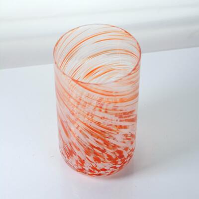 품질 Hand-blown Orange Swirl Confetti Glass Cup - Artisan Crafted Drinking Glass for Whiskey and Cocktails 공장