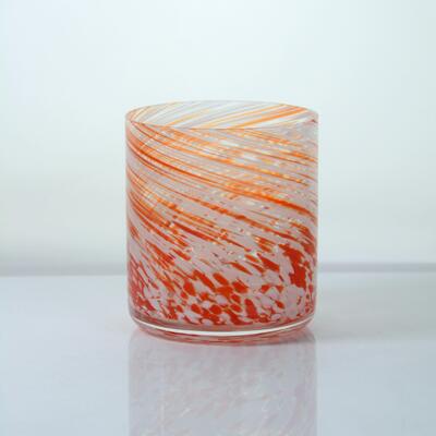 품질 Hand-blown Orange Swirl Confetti Glass Cup - Artisan Crafted Drinking Glass for Whiskey and Cocktails 공장
