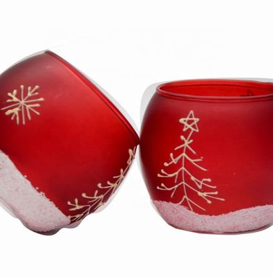 품질 핸즈페인티드 크리스마스 눈송이 유리 실린더 양초 홀더들 공장