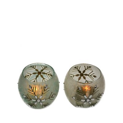 품질 핸즈페인티드 크리스마스 눈송이 유리 실린더 양초 홀더들 공장