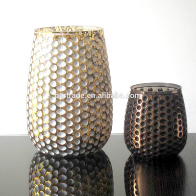 품질 3 크기 은색 난 모양 글라스 양초 홀더들 공장