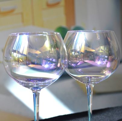 품질 거대한 무지개 색상 풍선 모양 23 온스 크리스탈 와인 글래스 공장