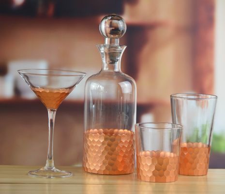 품질 450ml 골드 컷 한 벌집 무줄 결정 와인 유리 공장