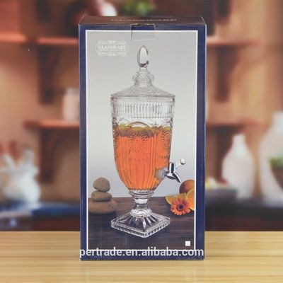 품질 Lid와 깊은 절단의 조각된 5l 유리병 . 글라스 식품 저장실 병 공장