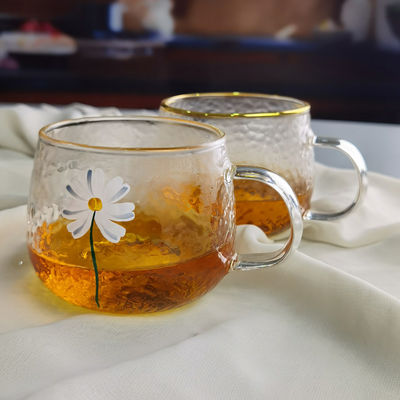 품질 보로실리케이트 햄러드 텍스처 금 림과 함께 텀블러 음료 잔 공장