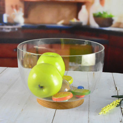 품질 9인치 크리스탈 스토리지 유리 샐러드 그릇은 손으로 불린 크리스탈 글래스와 단단한 목재 스탠드로 디자인되어 모든 식사 경험을 향상시키는 최고 바닥을 보여줍니다. 공장